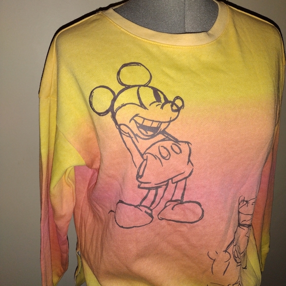 Mickey Mouse Orange Ombré Sweatshirt, Disney Mickey Ombre Tie Dye Sweatshirt - Picture 5 of 11
